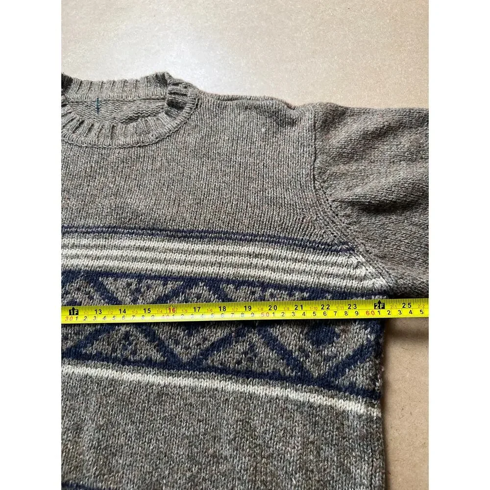 Eddie Bauer Snowflake Sweater Mens XL Grey Cotton Knit Striped Pullover